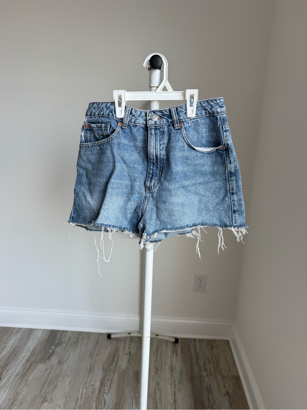 Garage High-Rise Blue Festive Denim Cutoff Shorts